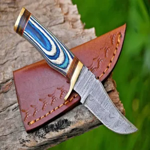 Damascus Track Cutting Knife for Camping
