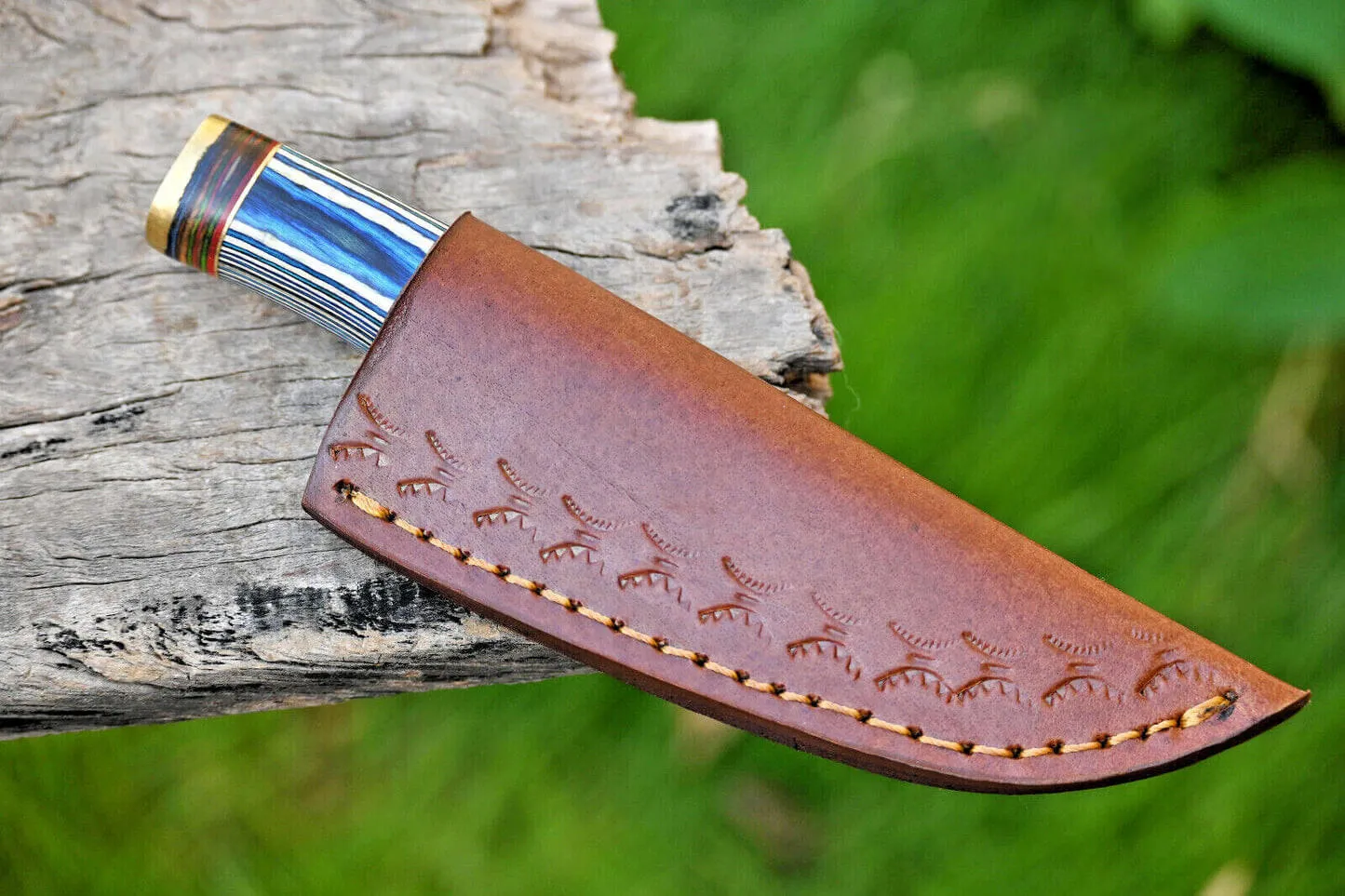 Damascus Track Cutting Knife for Camping
