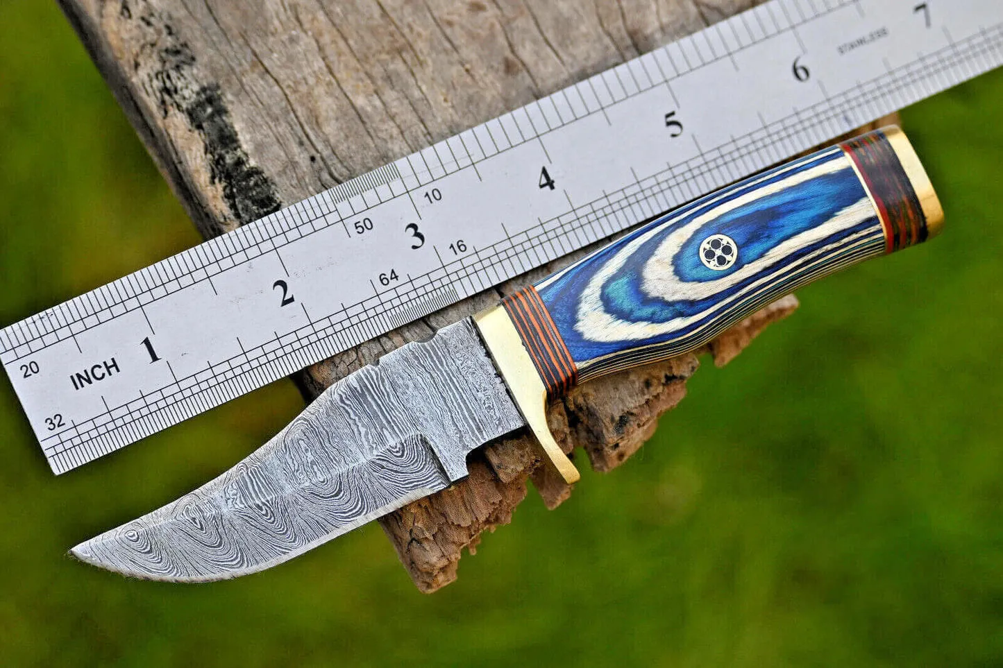 Damascus Track Cutting Knife for Camping