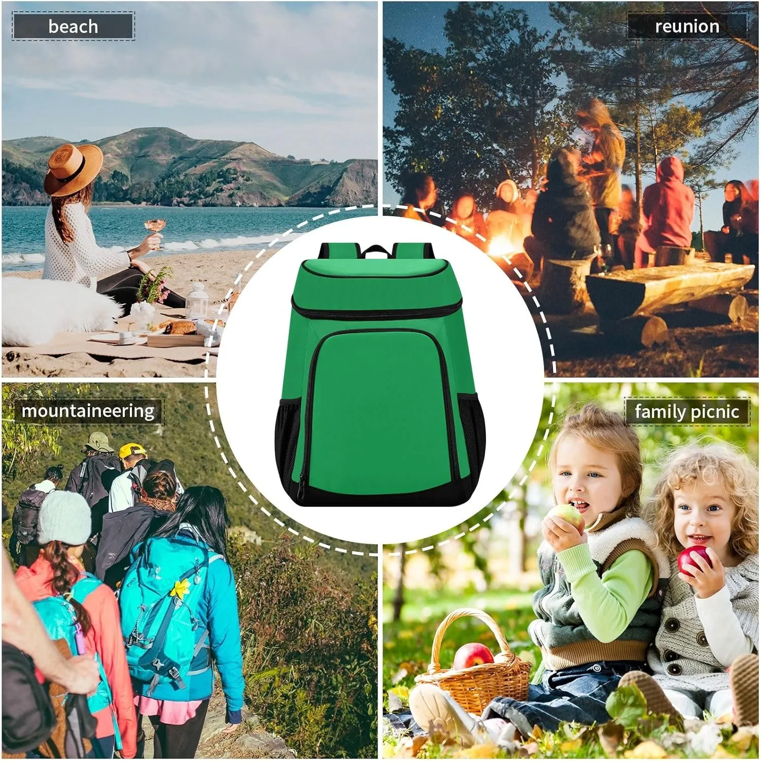Dark Salmon Cooler Bag Backpack 36 Cans Insulated Leakproof Waterproof Beach Cooler Lunch Box Backpack