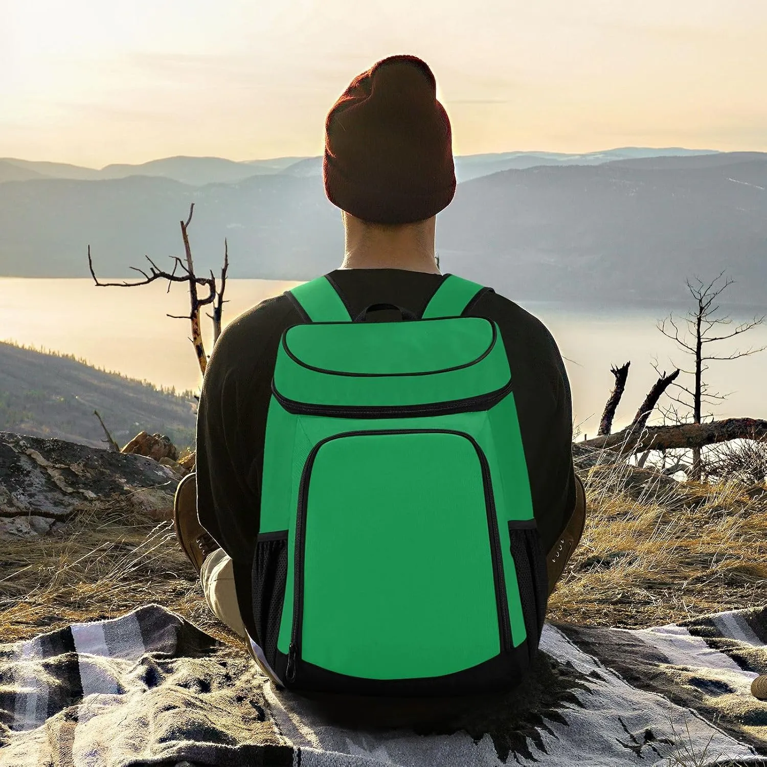 Dark Salmon Cooler Bag Backpack 36 Cans Insulated Leakproof Waterproof Beach Cooler Lunch Box Backpack