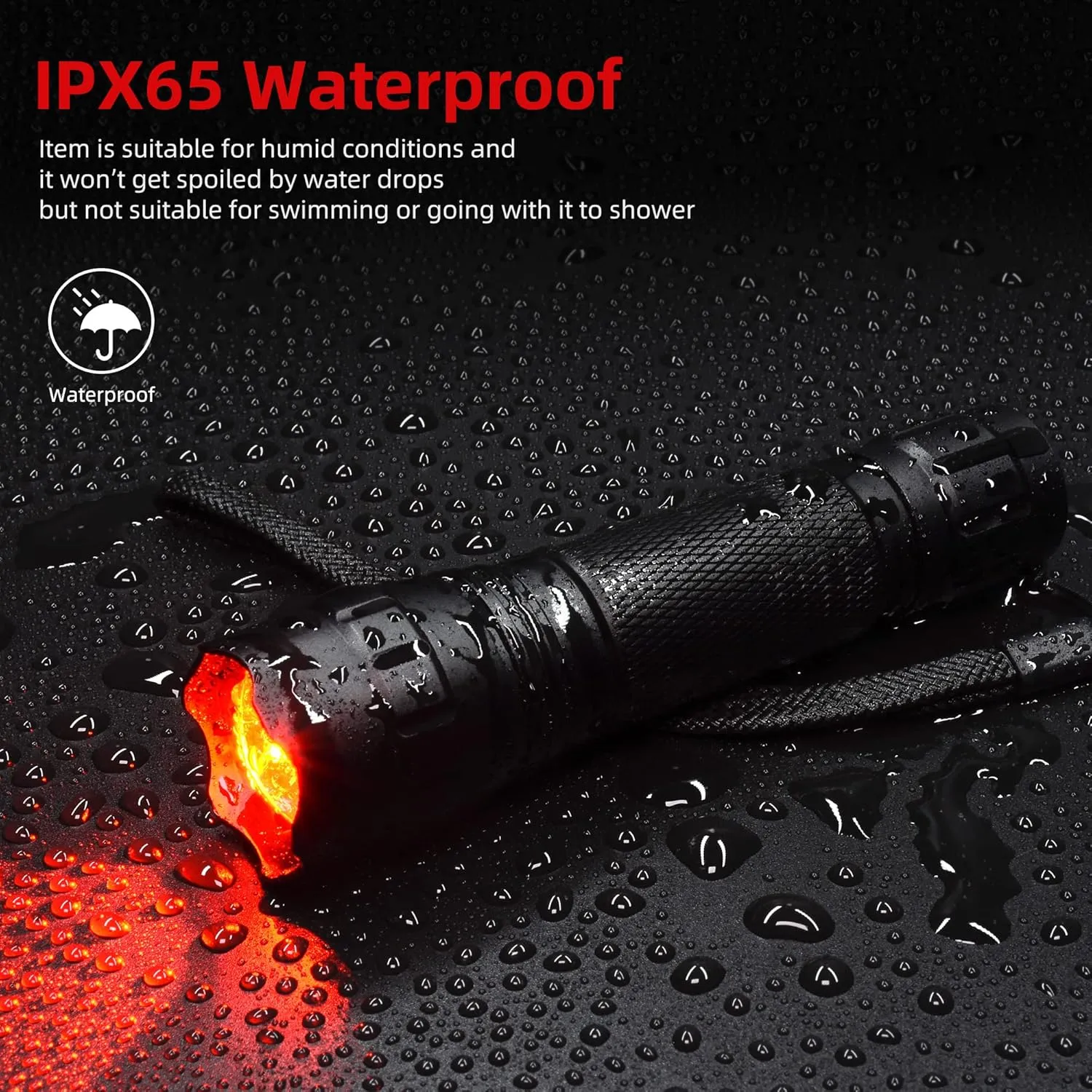 DARKBEAM Red Light Flashlight Tactical LED USB Rechargeable Zoom Flood/Spot Light, Portable Handheld Redlight for Night Hunting, Observation, Fishing, Astronomy, Aviation, Rescue, Stargazin