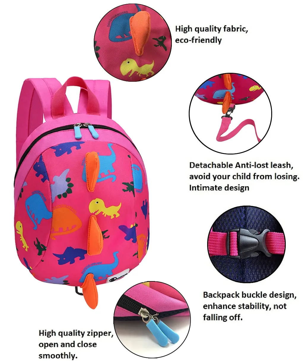 DB Toddler Mini Dinosaur Backpack with Child Leash, Anti Lost Wrist Link for Kids, Safety Harness Back Pack for Baby Boy Girl