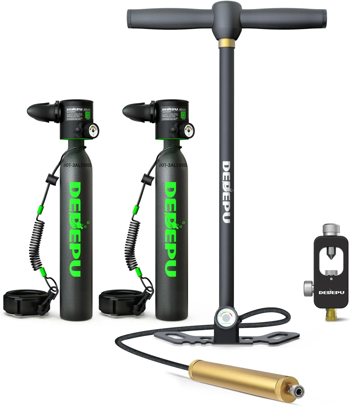 DEDEPU Mini Scuba Tank, 0.5L Scuba Diving Tank for Underwater Breathing, up to 10 Minutes Dive Time Portable Lung Diving Tank with 3000 PSI Max Pressure, Emergency Rescue Pony Bottle