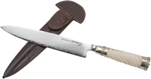 Deer and Alpaca Damascus Steel Knife with Double Ferrule for Barbecue | Patagonia Dagger  Vg10 Blade 7.87""