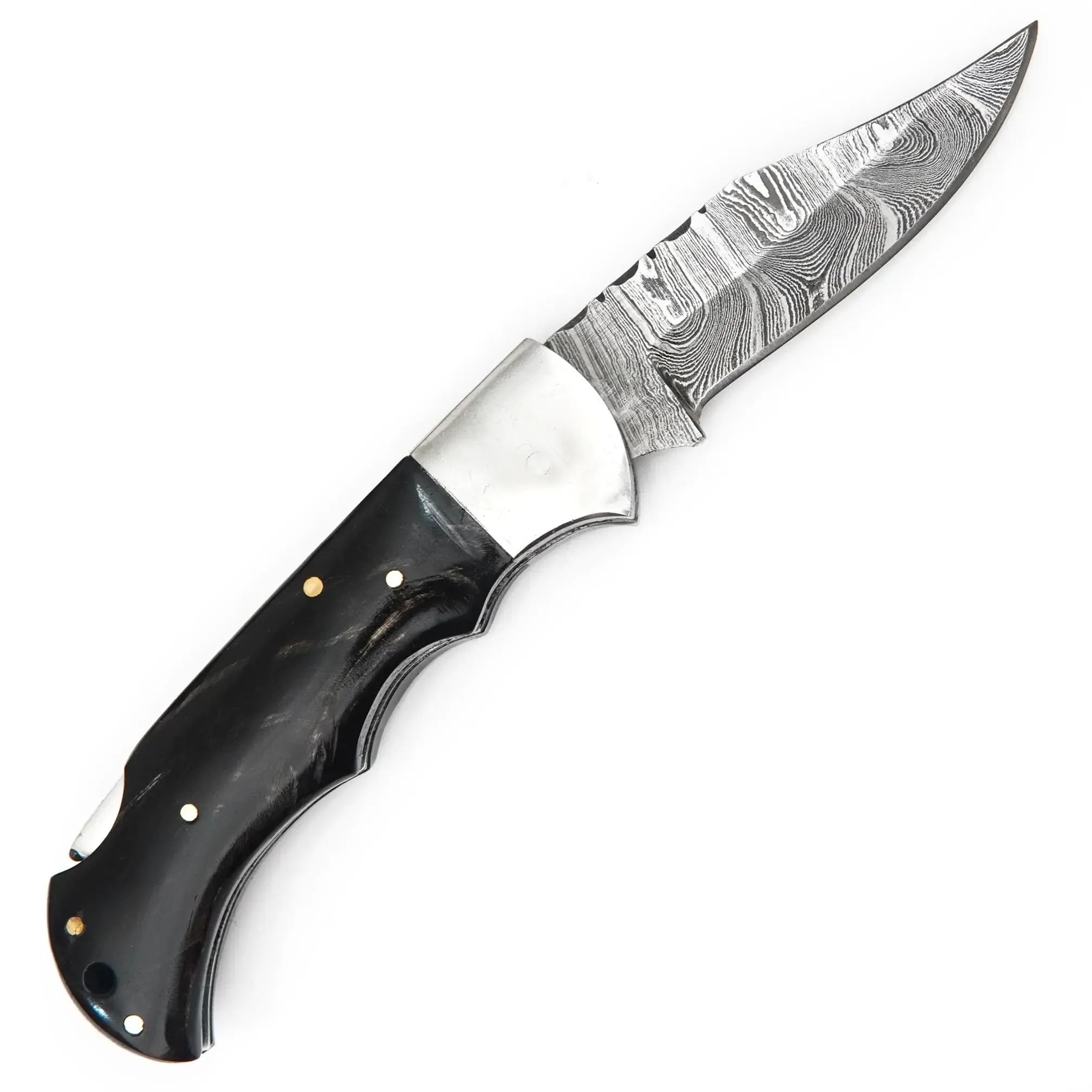 Deer Edge Damascus Folding Knife, Camping Hunting Survival