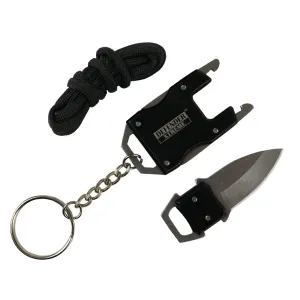 Defender-Xtreme Chain Keyring Mini Pocket EDC Knife Survival Stainless Steel Black 13584