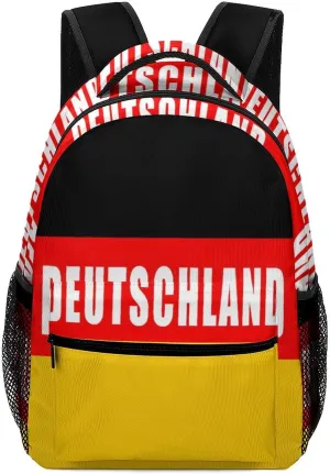 Deutschland Flag of German Germany Travel Backpack Lightweight Shoulders Bag Laptop Daypack for Work Office