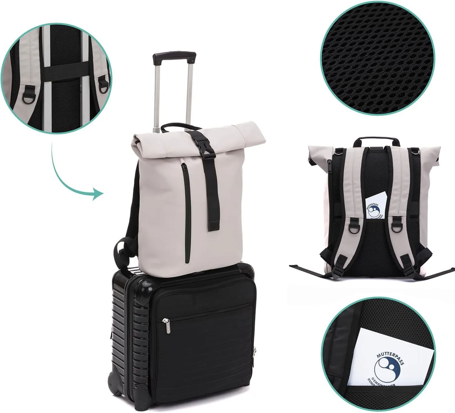 Diaper Bag Backpack Waterproof 25l Roll Top Outdoor Travel Laptop Dry Bags For Men And Women Camping Hiking Beach (Biege)