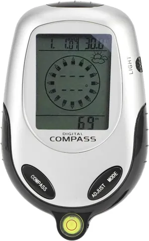 Digital Thermometer Handheld Compass Multi Functional Outdoor Compass with High Brightness LED Backlight, Optimal for Hiking, Camping, and Adventure