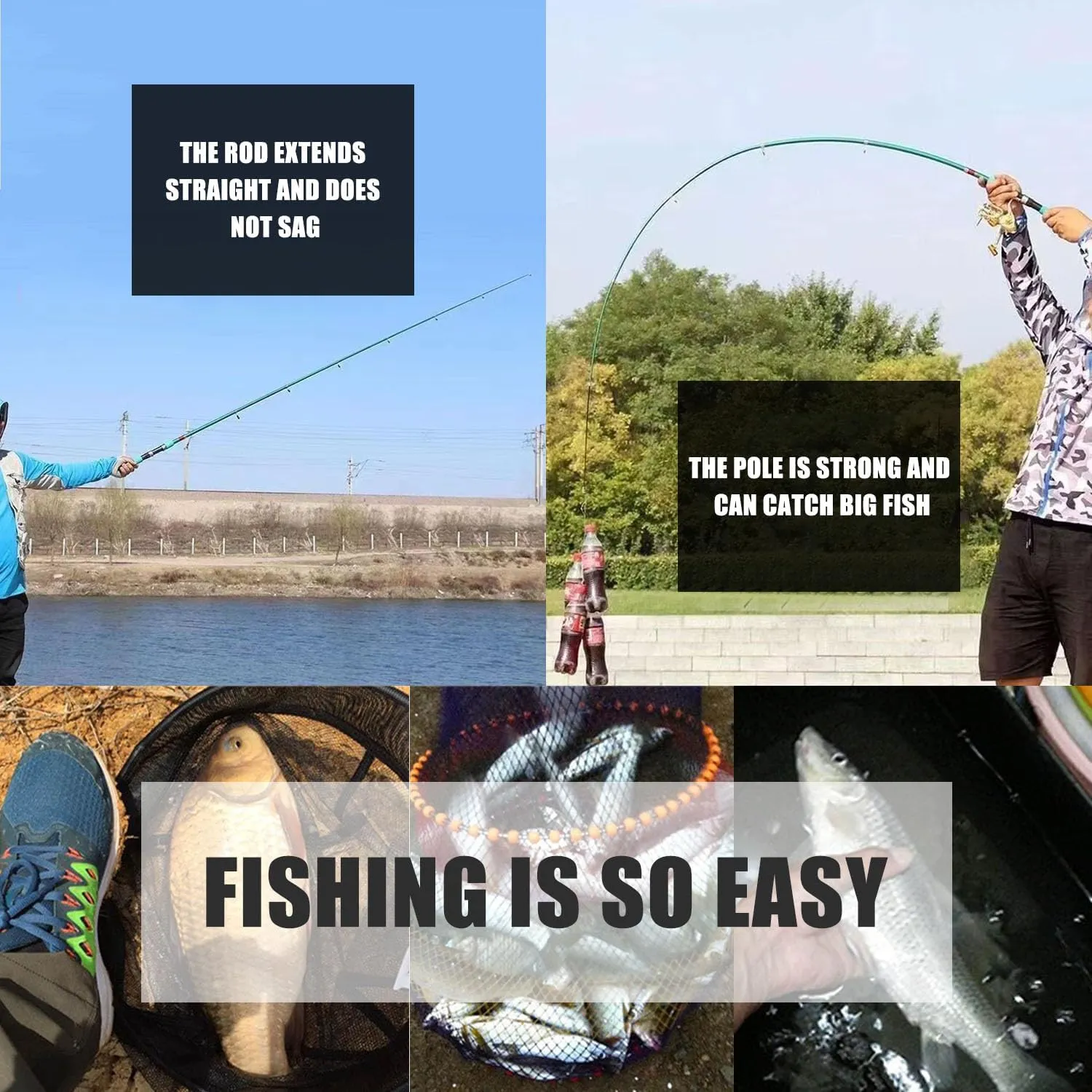 Dingbear Telescopic Fishing Rod - Carbon Mini Fishing Rod, Long-Range Casting Sea Fishing Rod, Not Easy to Break, Easy to Carry, Suitable for Rivers, Lakes and Oceans