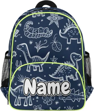 Dinosaurs Fossils Custom Backpack with Name Cute Personalized Small Shoulder Bag Waterproof Travel Casual Backpack with Chest Strap 14.2in