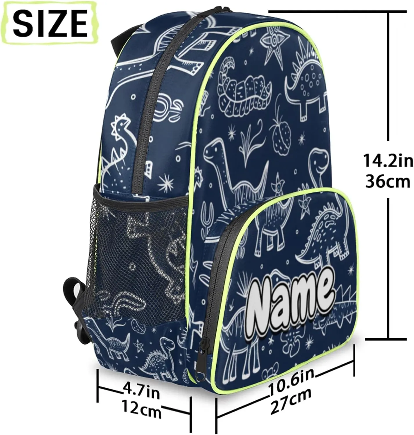 Dinosaurs Fossils Custom Backpack with Name Cute Personalized Small Shoulder Bag Waterproof Travel Casual Backpack with Chest Strap 14.2in
