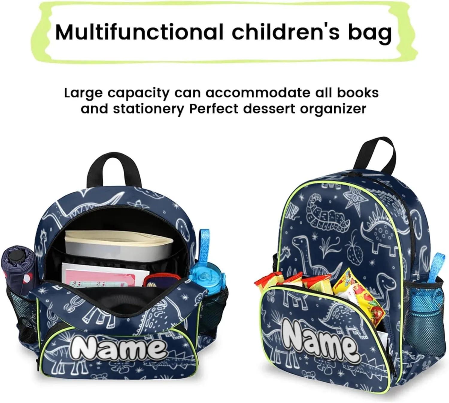Dinosaurs Fossils Custom Backpack with Name Cute Personalized Small Shoulder Bag Waterproof Travel Casual Backpack with Chest Strap 14.2in