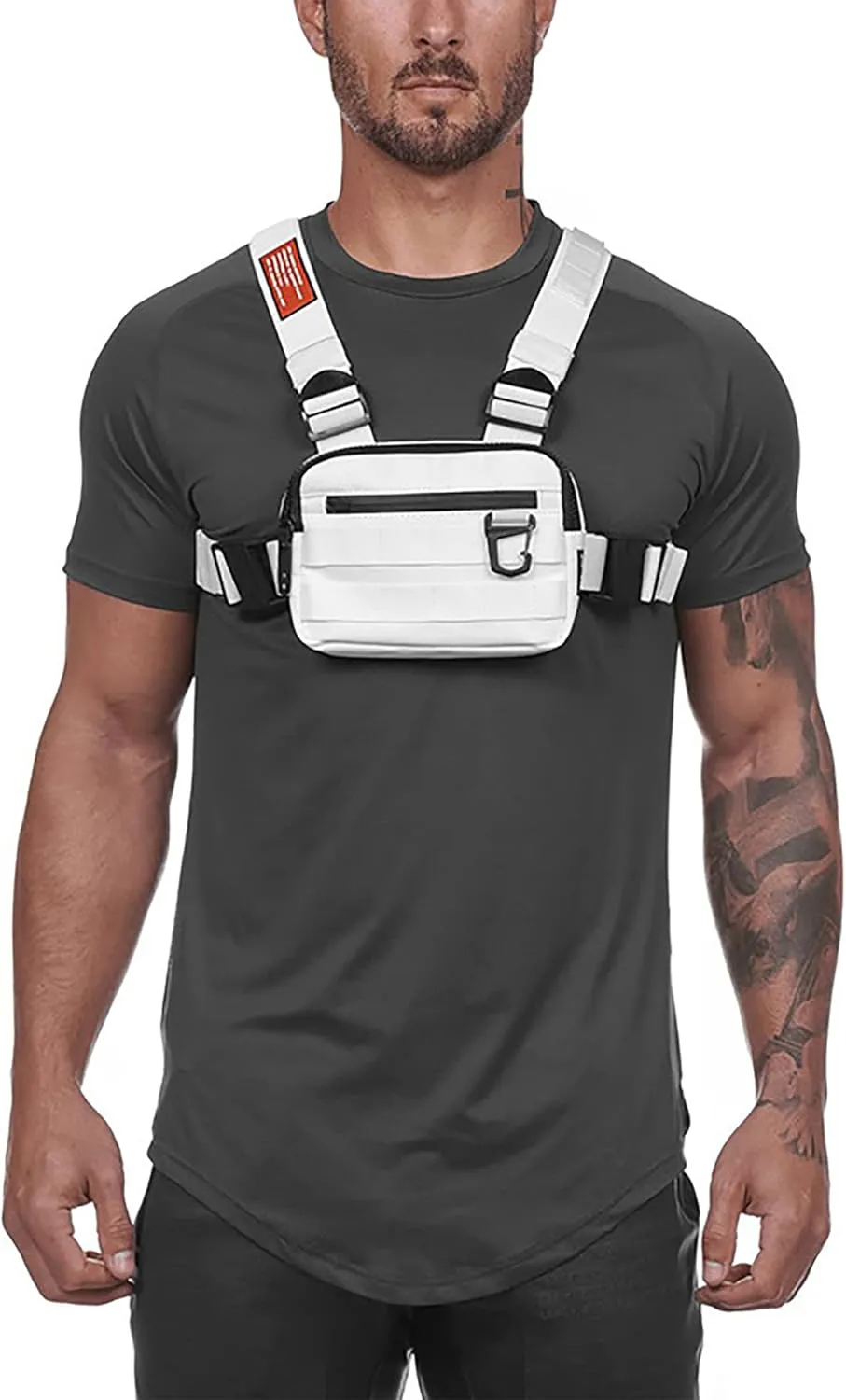 DIOTSR Running Chest Pack, Lightweight Chest Bag for Workout, Running Tactical Backpack with Extra Phone Holder