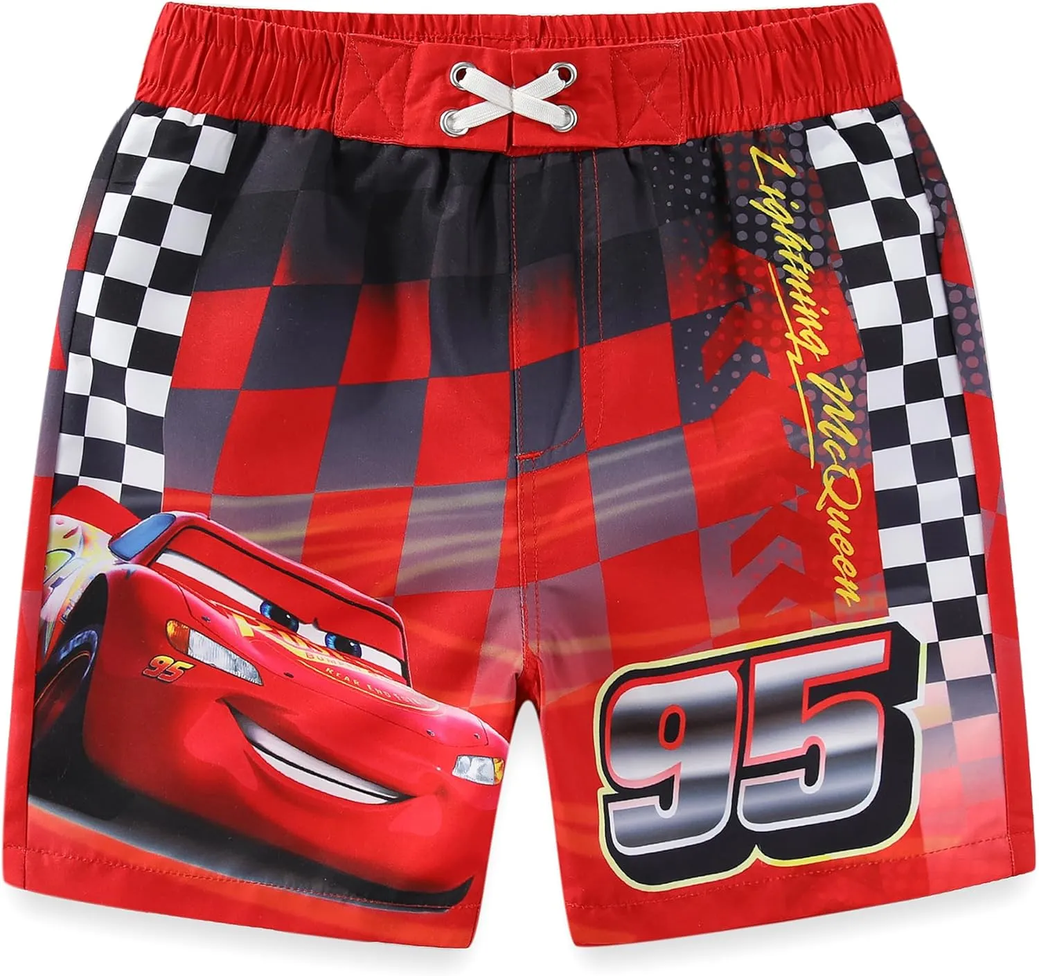 Disney Cars Lightning McQueen Boys UPF 50  Swim Trunks Bathing Suit for Toddler and Big Kids