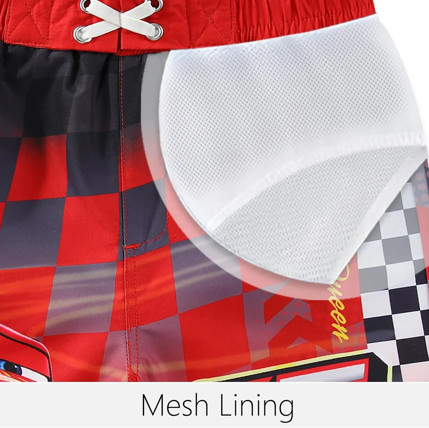 Disney Cars Lightning McQueen Boys UPF 50  Swim Trunks Bathing Suit for Toddler and Big Kids