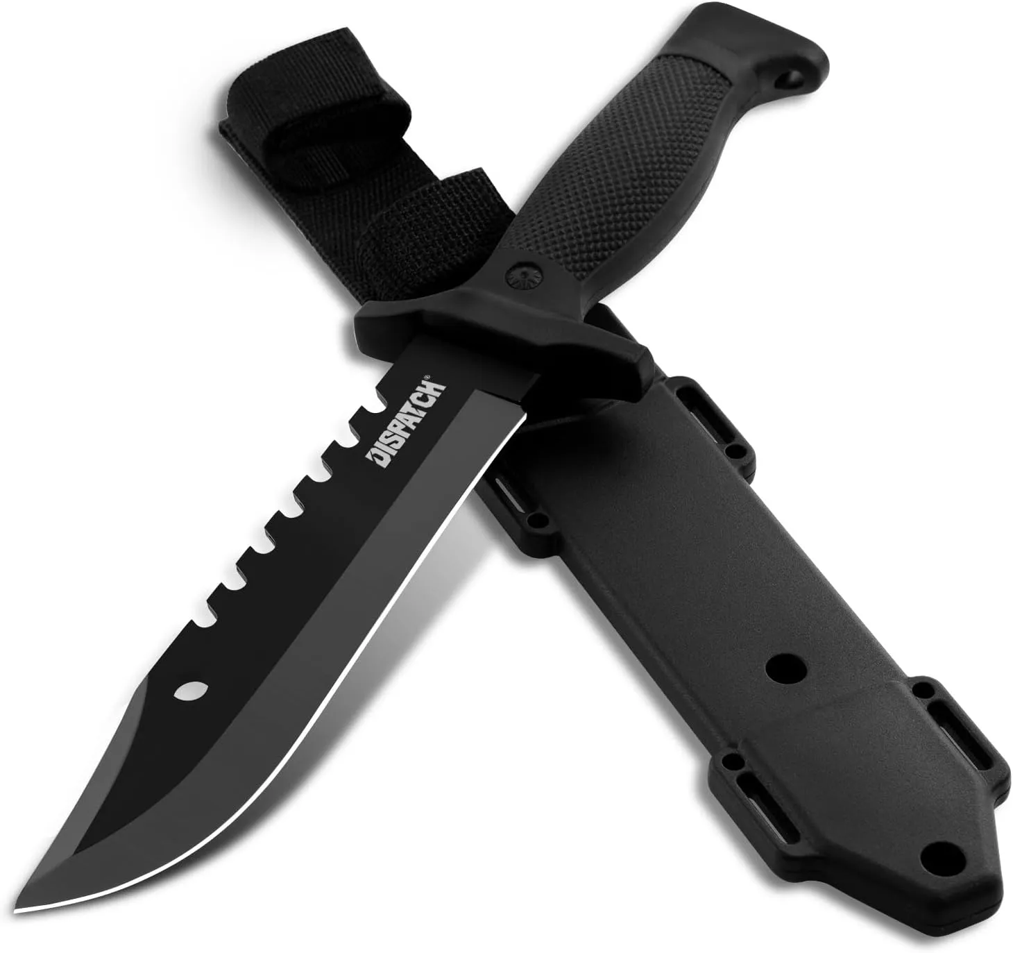Dispatch Fixed Blade Hunting Knife with Sheath, 12-inch Survival Knives for Men Tactical Bowie Knife with Non-Slip Handle for Bushcraft, Outdoor Camping