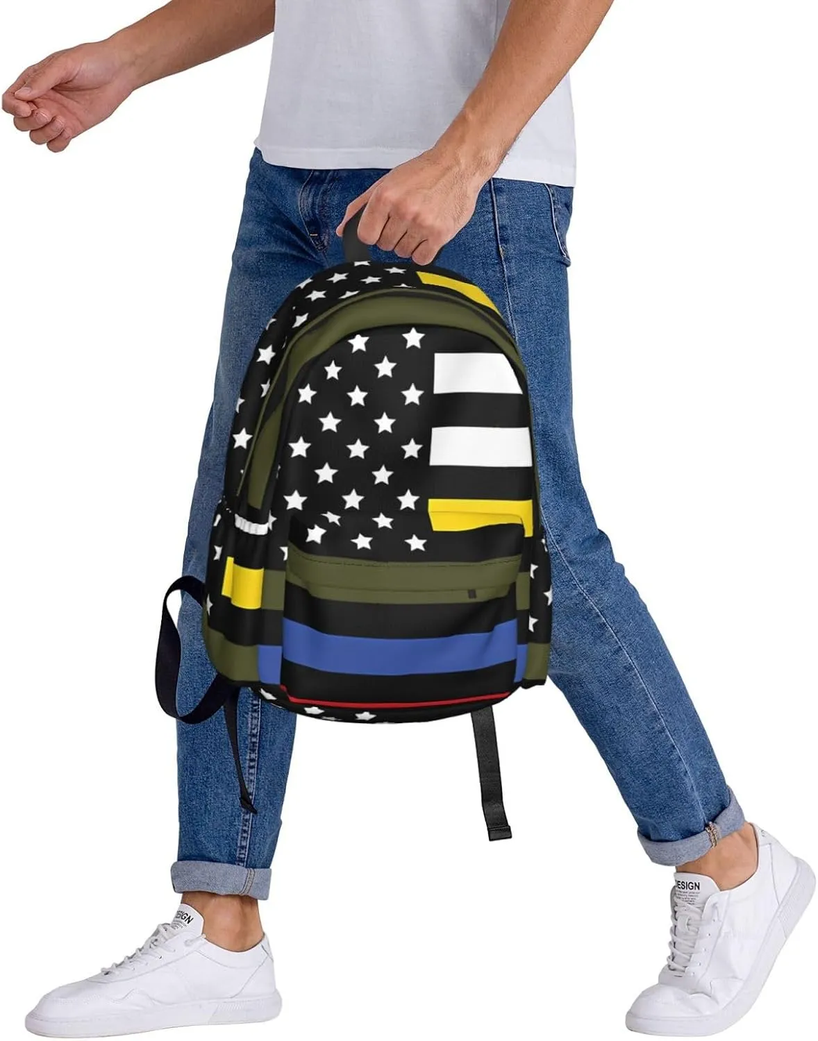 Dispatch Police Military Fire Flag Backpack Large Capacity Backpack Lightweight Double Shoulder Bag For Women Men Travel