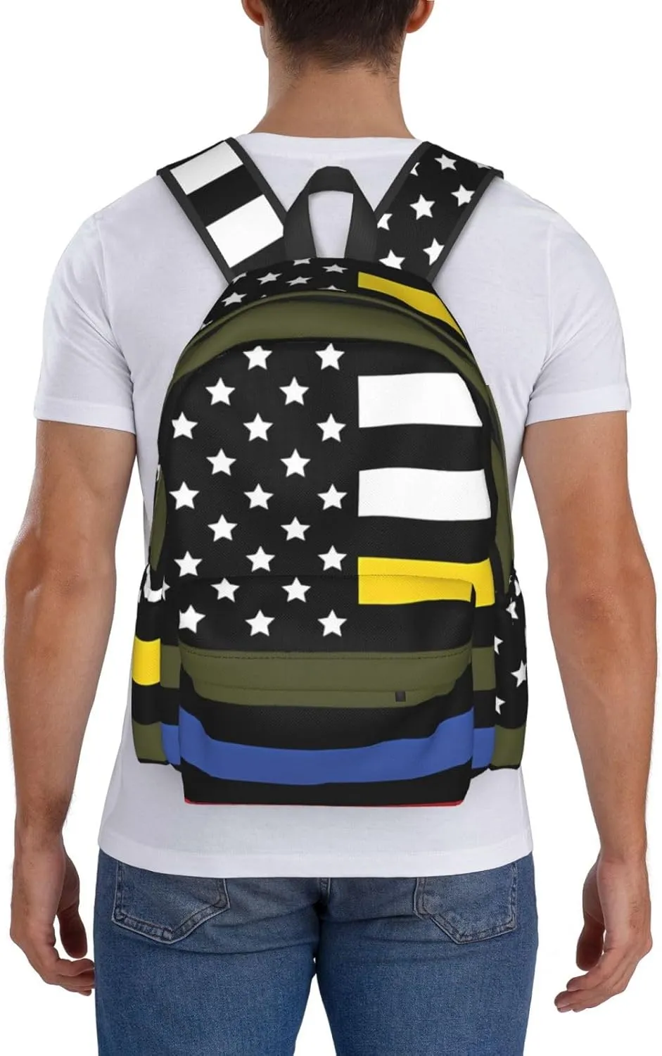 Dispatch Police Military Fire Flag Backpack Large Capacity Backpack Lightweight Double Shoulder Bag For Women Men Travel