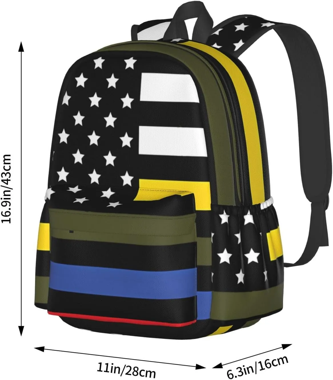 Dispatch Police Military Fire Flag Backpack Large Capacity Backpack Lightweight Double Shoulder Bag For Women Men Travel