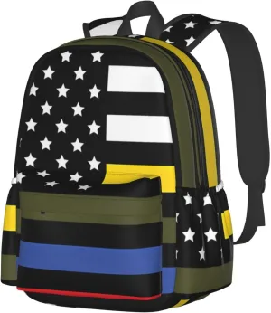 Dispatch Police Military Fire Flag Backpack Large Capacity Backpack Lightweight Double Shoulder Bag For Women Men Travel