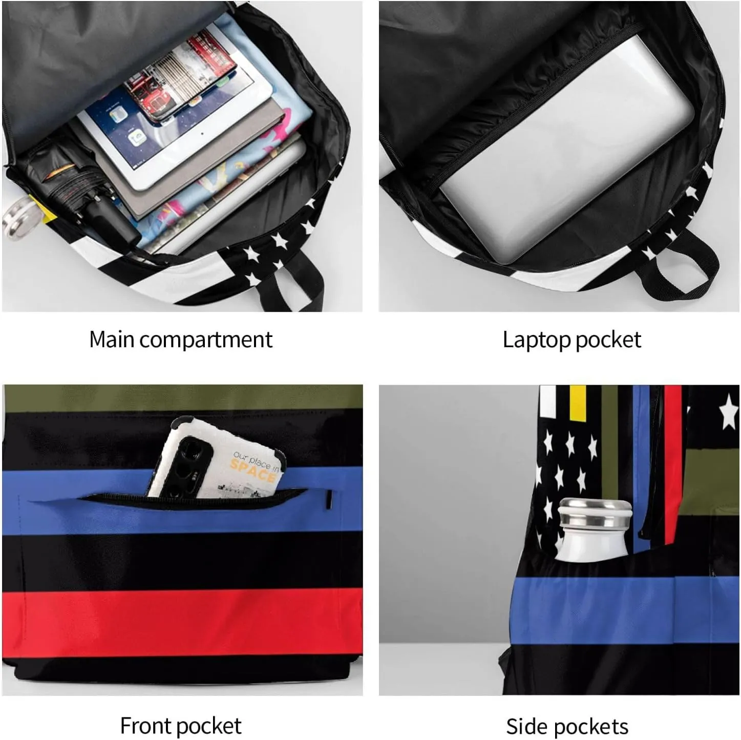 Dispatch Police Military Fire Flag Backpack Large Capacity Backpack Lightweight Double Shoulder Bag For Women Men Travel