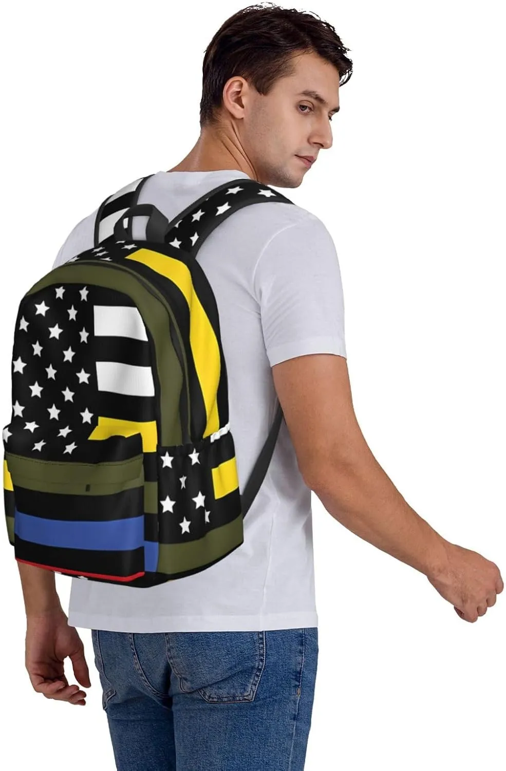 Dispatch Police Military Fire Flag Backpack Large Capacity Backpack Lightweight Double Shoulder Bag For Women Men Travel