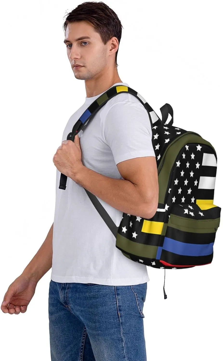 Dispatch Police Military Fire Flag Backpack Large Capacity Backpack Lightweight Double Shoulder Bag For Women Men Travel