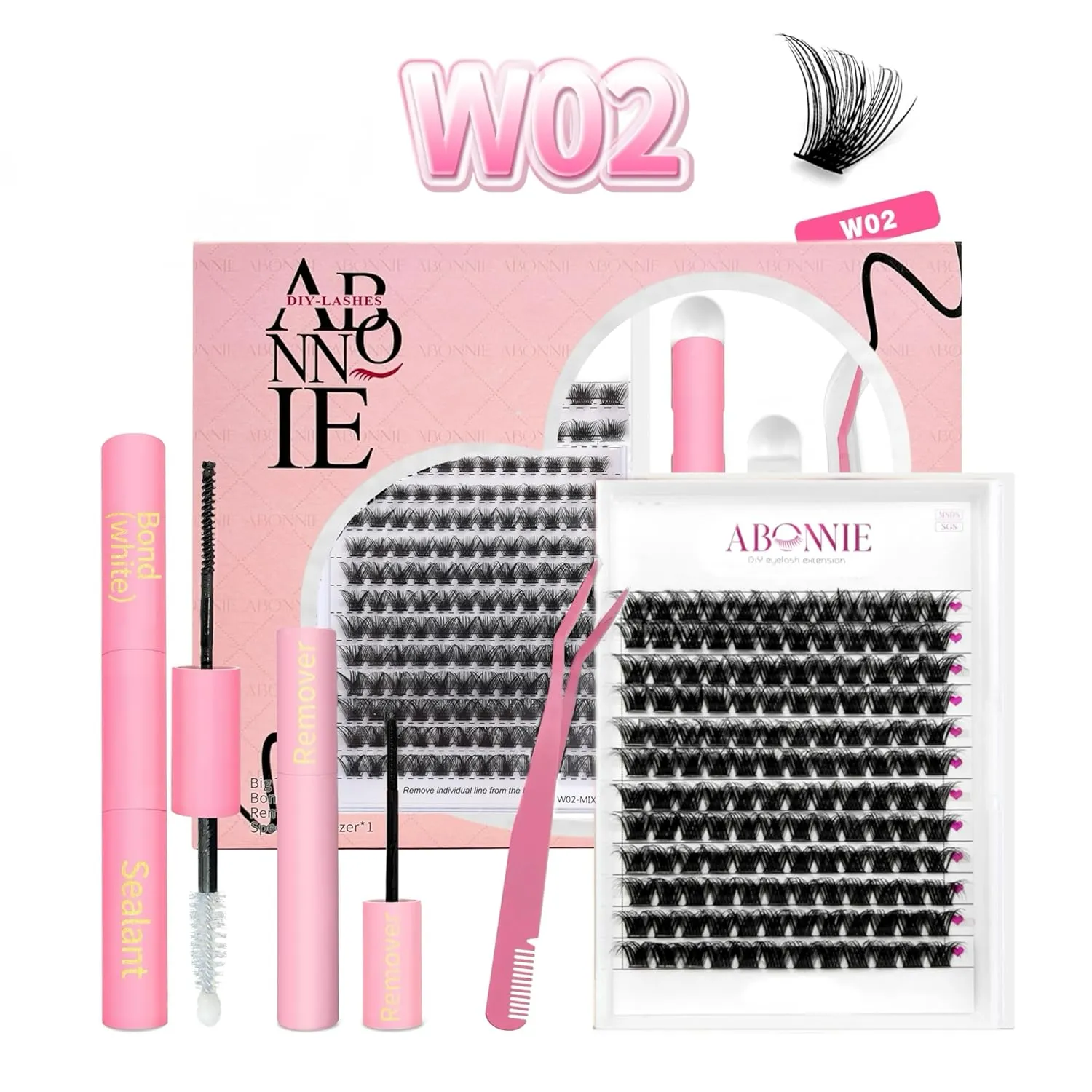 DIY Lash Extension Kit at Home – 240 Pcs Cluster Lashes with Bond & Seal, Lash Remover, Applicator Tweezer – Wispy Look False Eyelashes Extension Kit for Beginners & Professionals