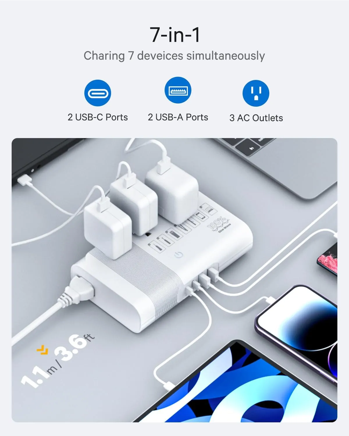 DOACE 220v to 110v Voltage Converter for European Travel: Max 500W Pure Sine Wave Voltage Converter US to Europe - 220 to 110 International Power Adapter Plug Combo Step Down Transformer White