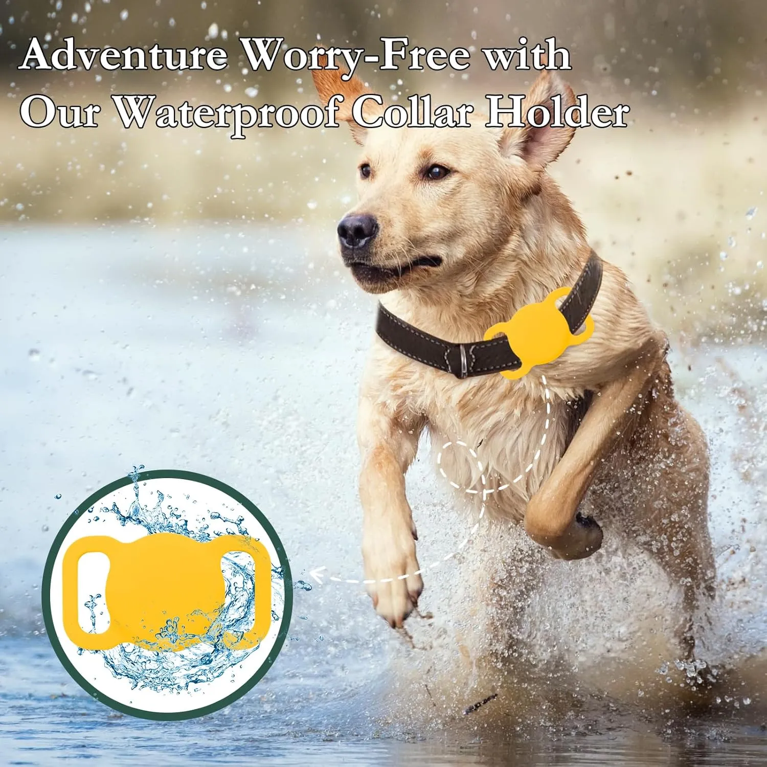 Dog Location Tracker, Waterproof Pet Tracker, MFi Certificated Tracking Device, Bluetooth with Collar Holder, No Monthly Fee, Works with Find My, Not GPS Tracker (iOS Only) (Orange)