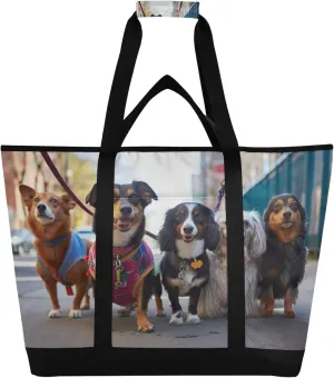 Dog Reusable Insulated Cooler Bag with Ice Pack Compartment - Large 47L Waterproof Thermal Grocery Tote for Picnic Beach Camping Lunch Storage