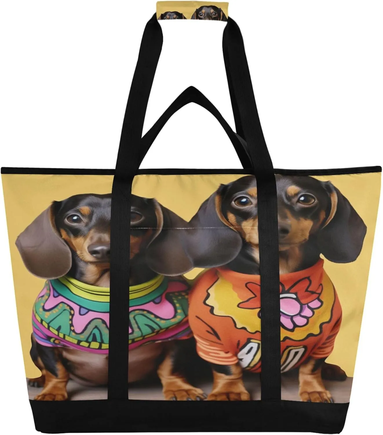Dog Reusable Insulated Cooler Bag with Ice Pack Compartment - Large 47L Waterproof Thermal Grocery Tote for Picnic Beach Camping Lunch Storage
