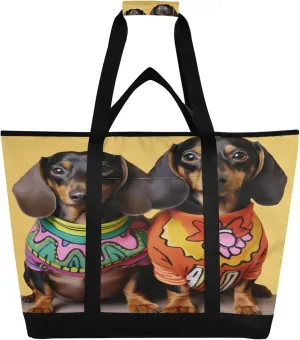 Dog Reusable Insulated Cooler Bag with Ice Pack Compartment - Large 47L Waterproof Thermal Grocery Tote for Picnic Beach Camping Lunch Storage