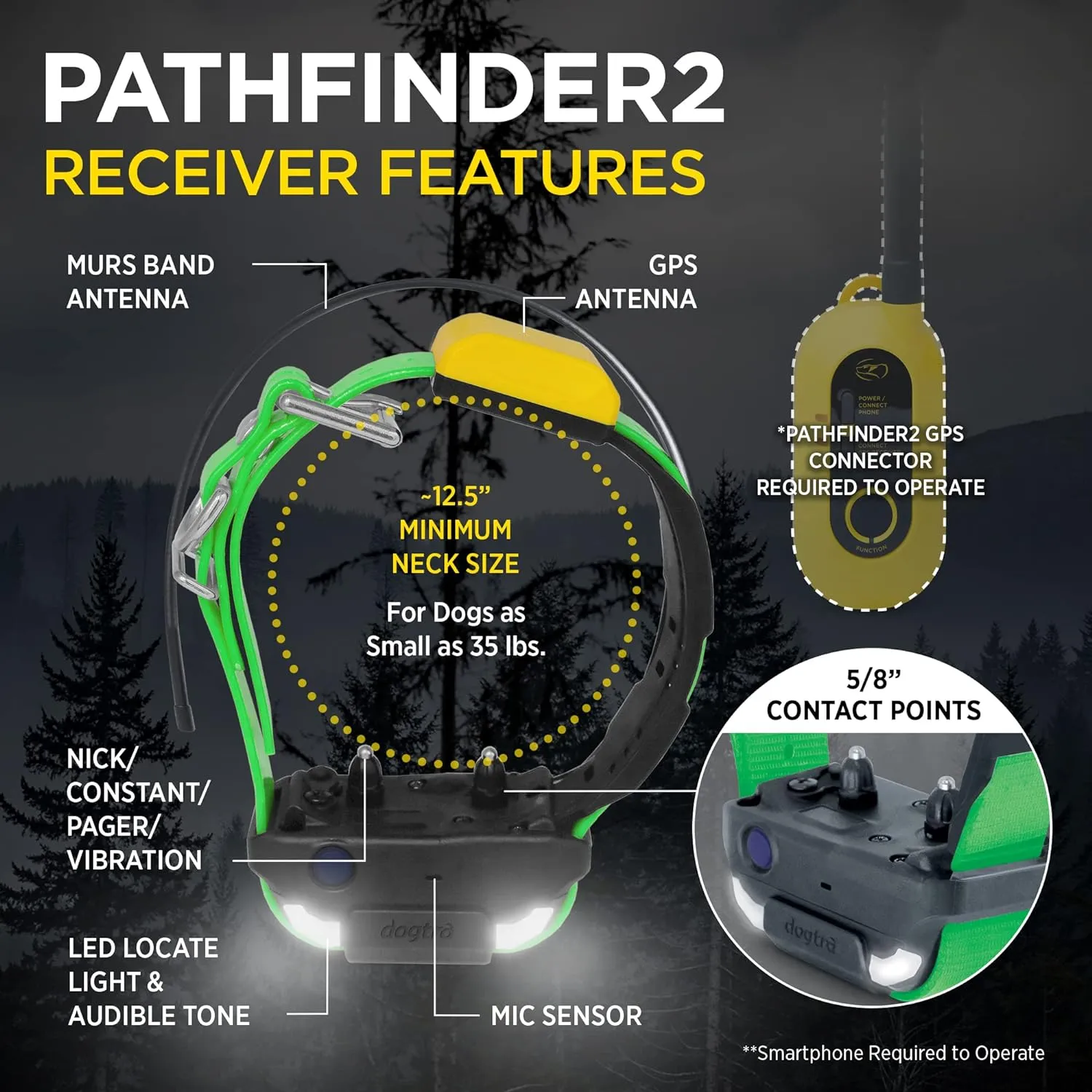 Dogtra Pathfinder 2 Additional Dog Tracking & Training Receivers for Dogs 25 lbs. and Up