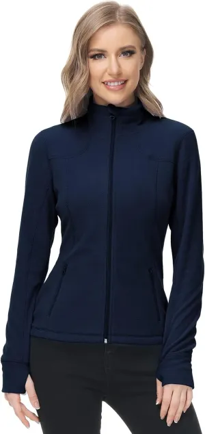 Dolcevida Women's Lightweight Soft Fleece Athletic Running Track Jackets Slim Fit Workout Jacket with Thumb Holes