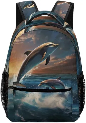 Dolphins Jump Travel Backpack for Men Women Lightweight Computer Laptop Bag Casual Daypack