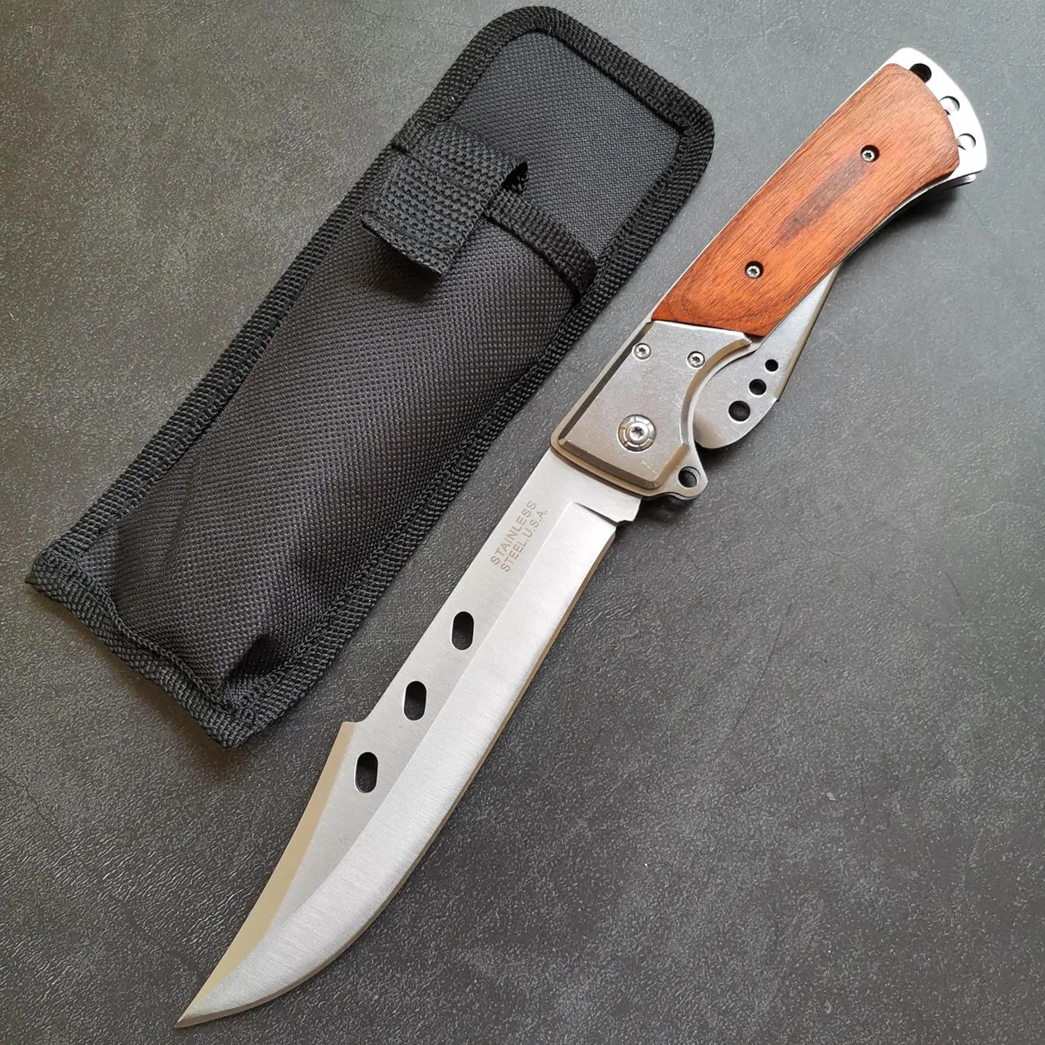 DOOM BLADE 3-Piece Hunting & Survival Knife Combo Set - Large Folding & Fixed Blade with Nylon Sheath, 440C Steel Blade for Outdoor Use