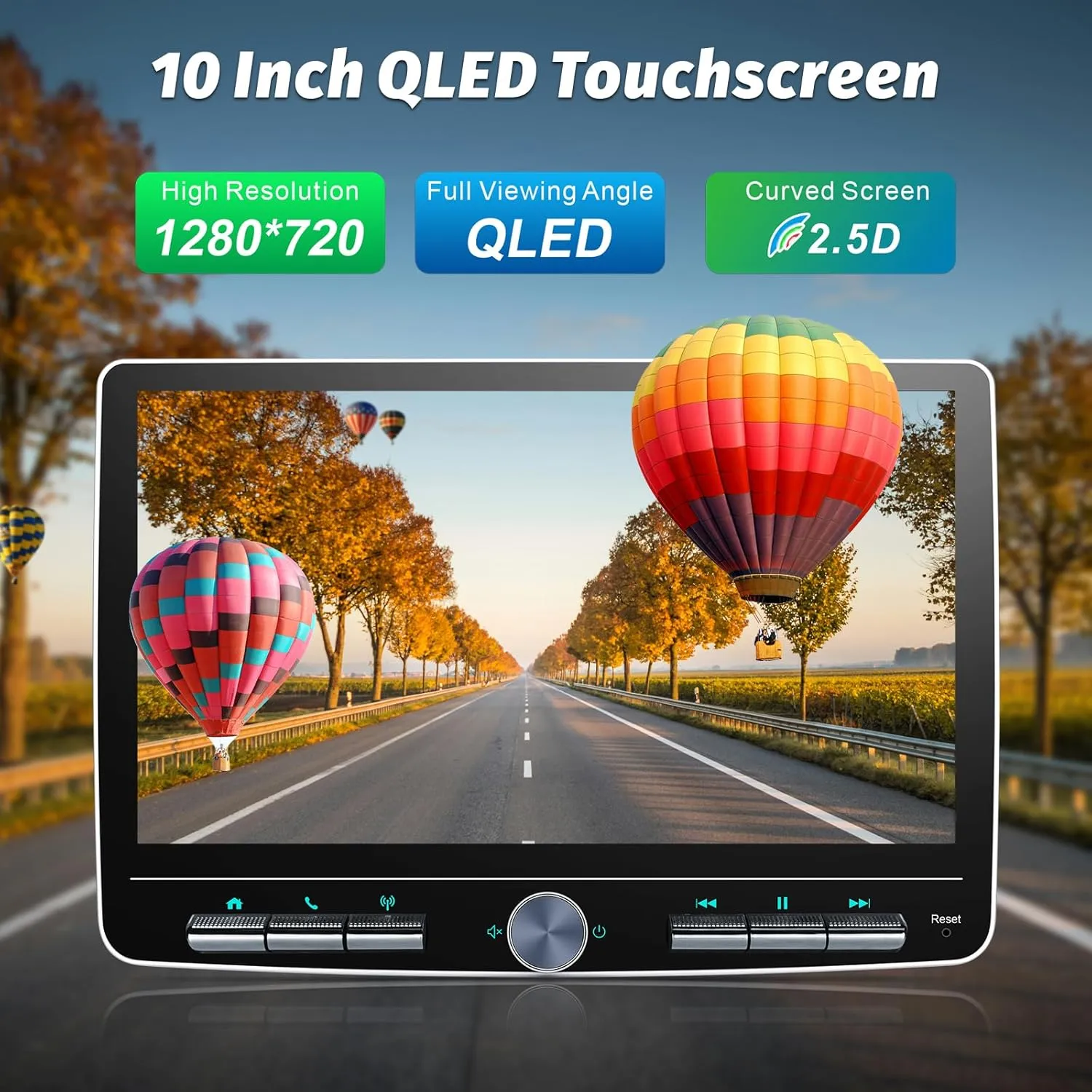 Double Din Car Stereo: 10 Inch Android Double Din Car Radio Touch Floating Screen Compatible with Apple Carplay Android Auto, 2Din Head Unit Car Audio Receiver with AM/FM, GPS Navi, SWC, MIC