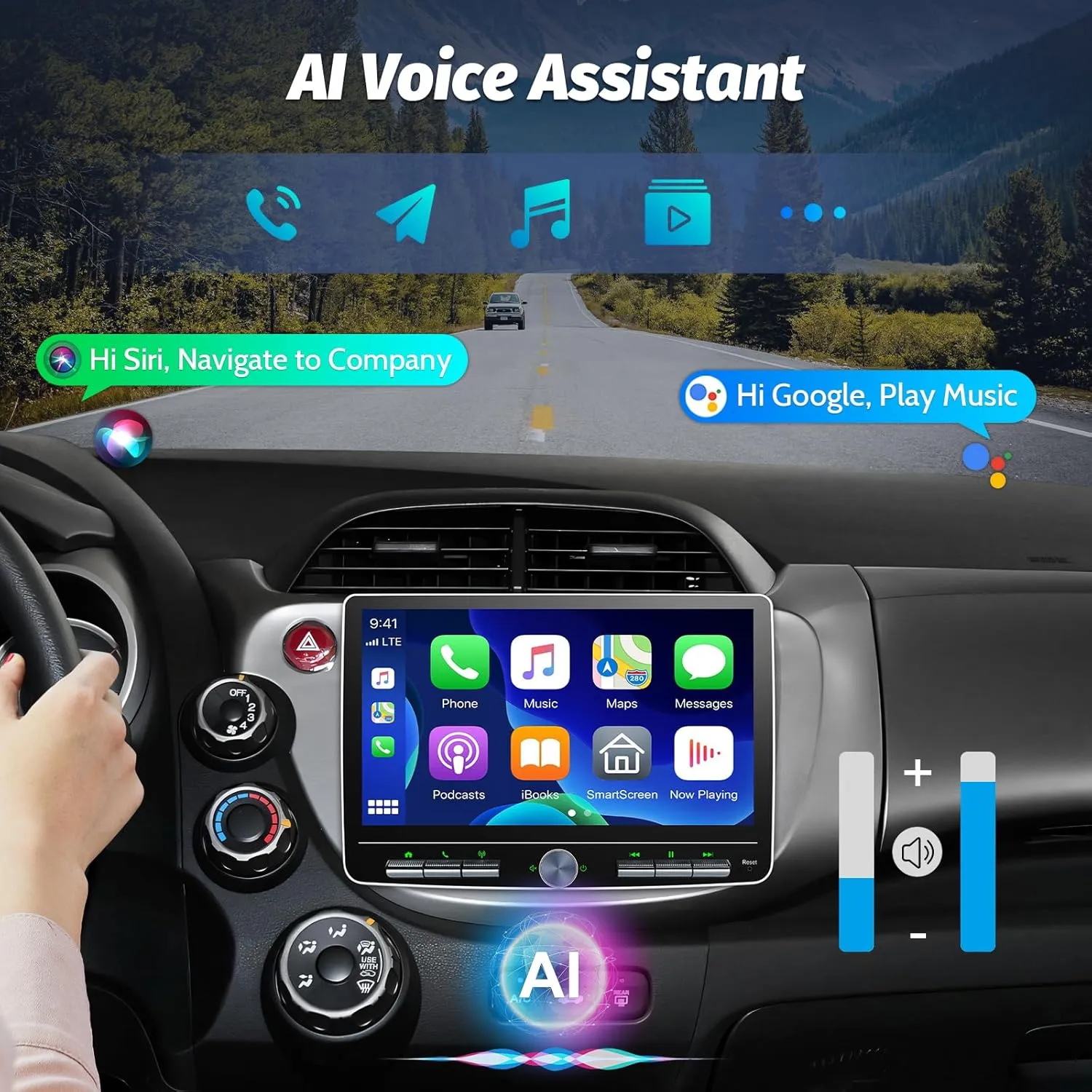 Double Din Car Stereo: 10 Inch Android Double Din Car Radio Touch Floating Screen Compatible with Apple Carplay Android Auto, 2Din Head Unit Car Audio Receiver with AM/FM, GPS Navi, SWC, MIC