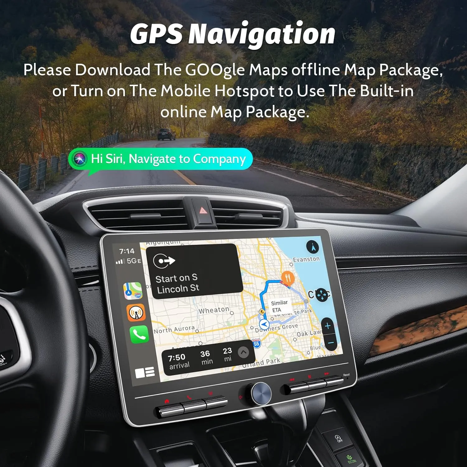 Double Din Car Stereo: 10 Inch Android Double Din Car Radio Touch Floating Screen Compatible with Apple Carplay Android Auto, 2Din Head Unit Car Audio Receiver with AM/FM, GPS Navi, SWC, MIC