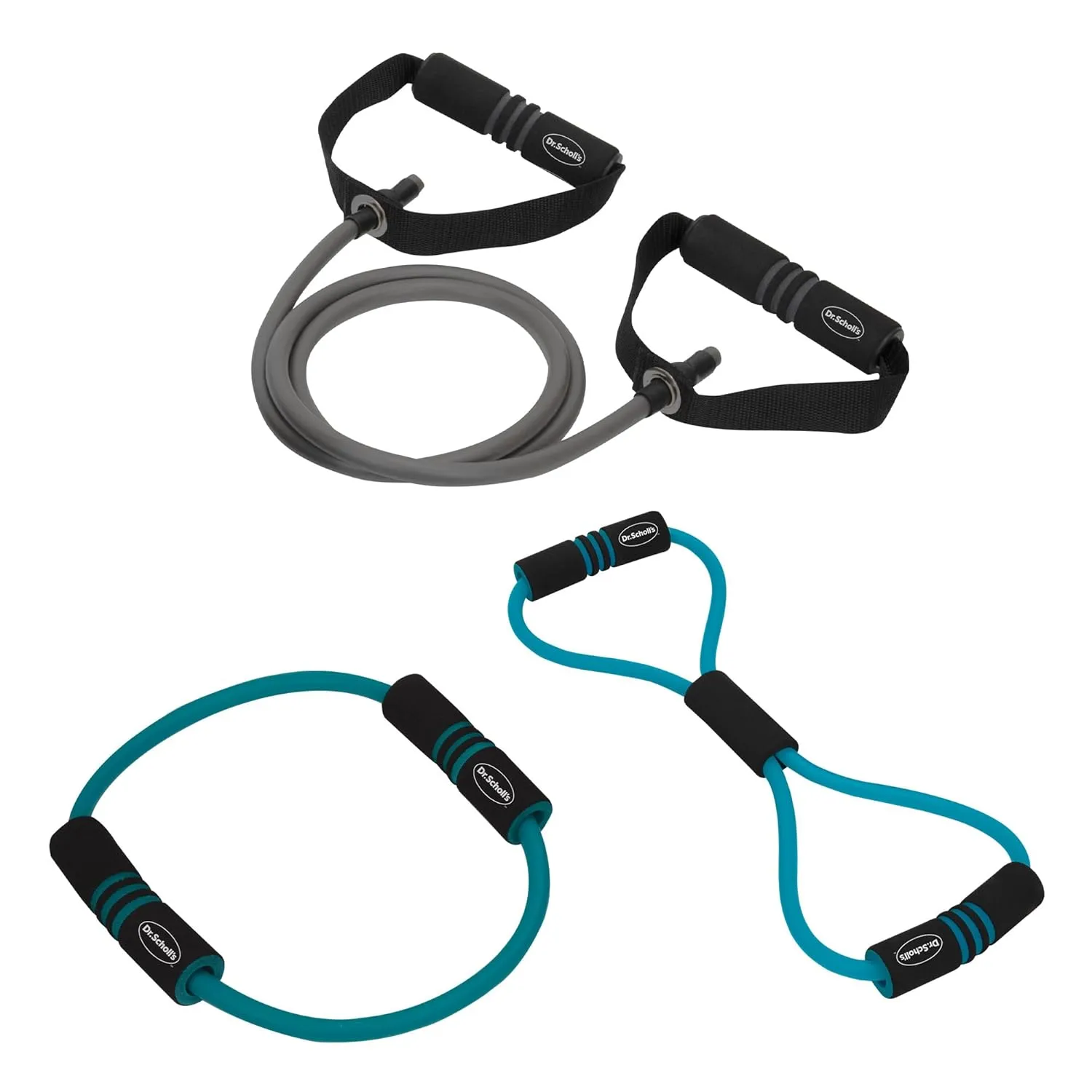 Dr. Scholl's 3 Piece Stretch & Tone Multi-Band Resistance Kit (10lb Band, 20lb Figure 8 Band, 20lb Circular Band) - Balance, Stability, Joint Rehabilitation, Muscle Pain, Injuries, Arthritis