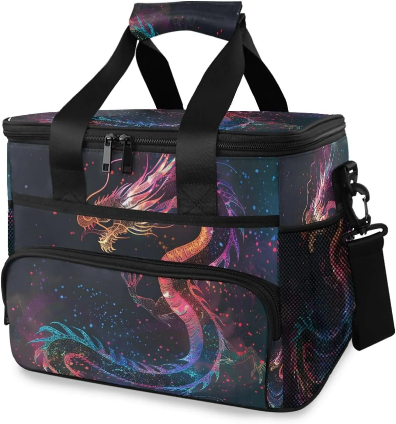 Dragon Galaxy Cooler Bag Insulated Cooler Soft Sided Cooler 24 Can Portable Picnic Bag Large Leakproof Lunch Bag Box for Beach Grocery Camping Travel Car Men Women