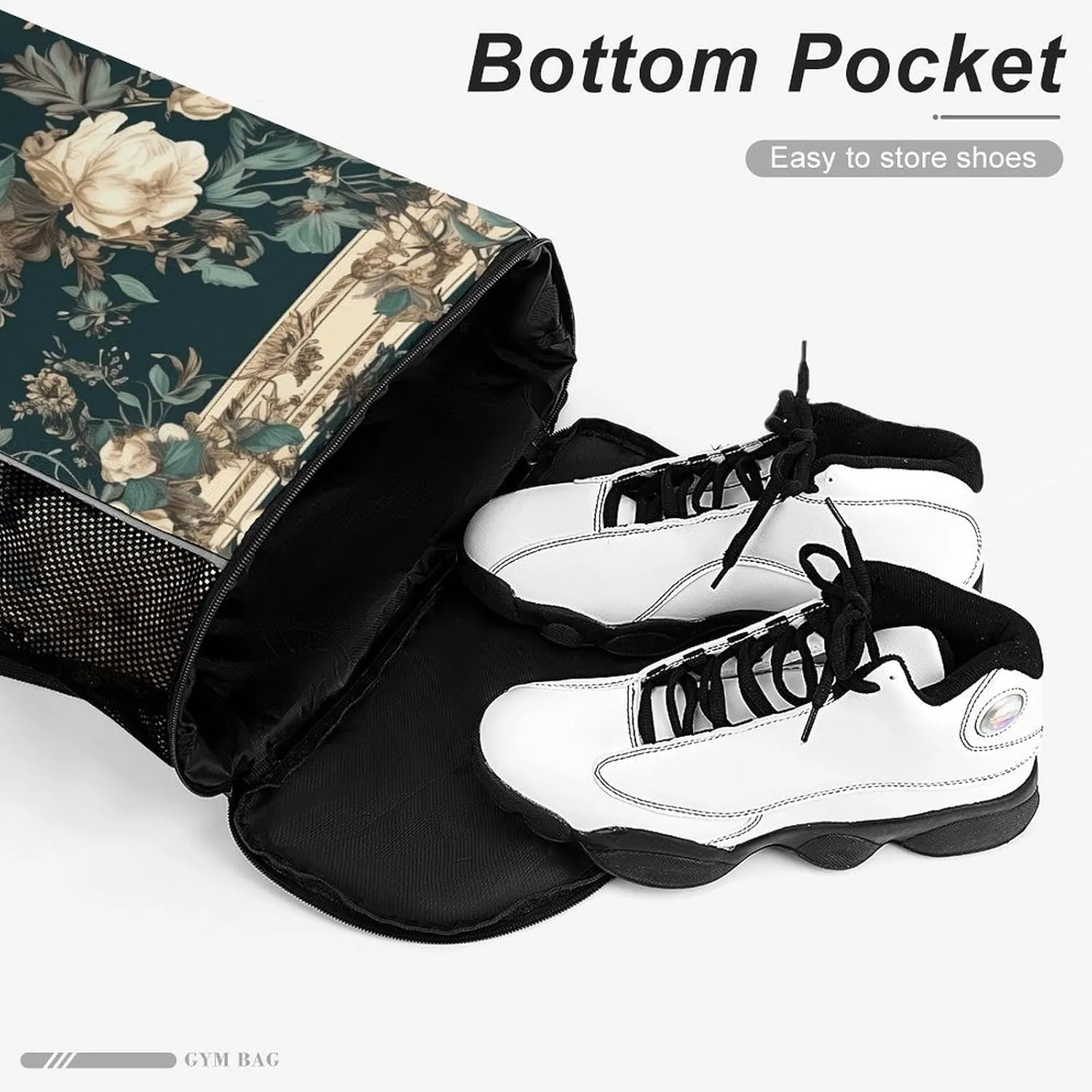 Drawstring Backpack Sport Gym Flowers on Frame Sackpack Bag With Side Pocket Resistant Sackpack for Women Men