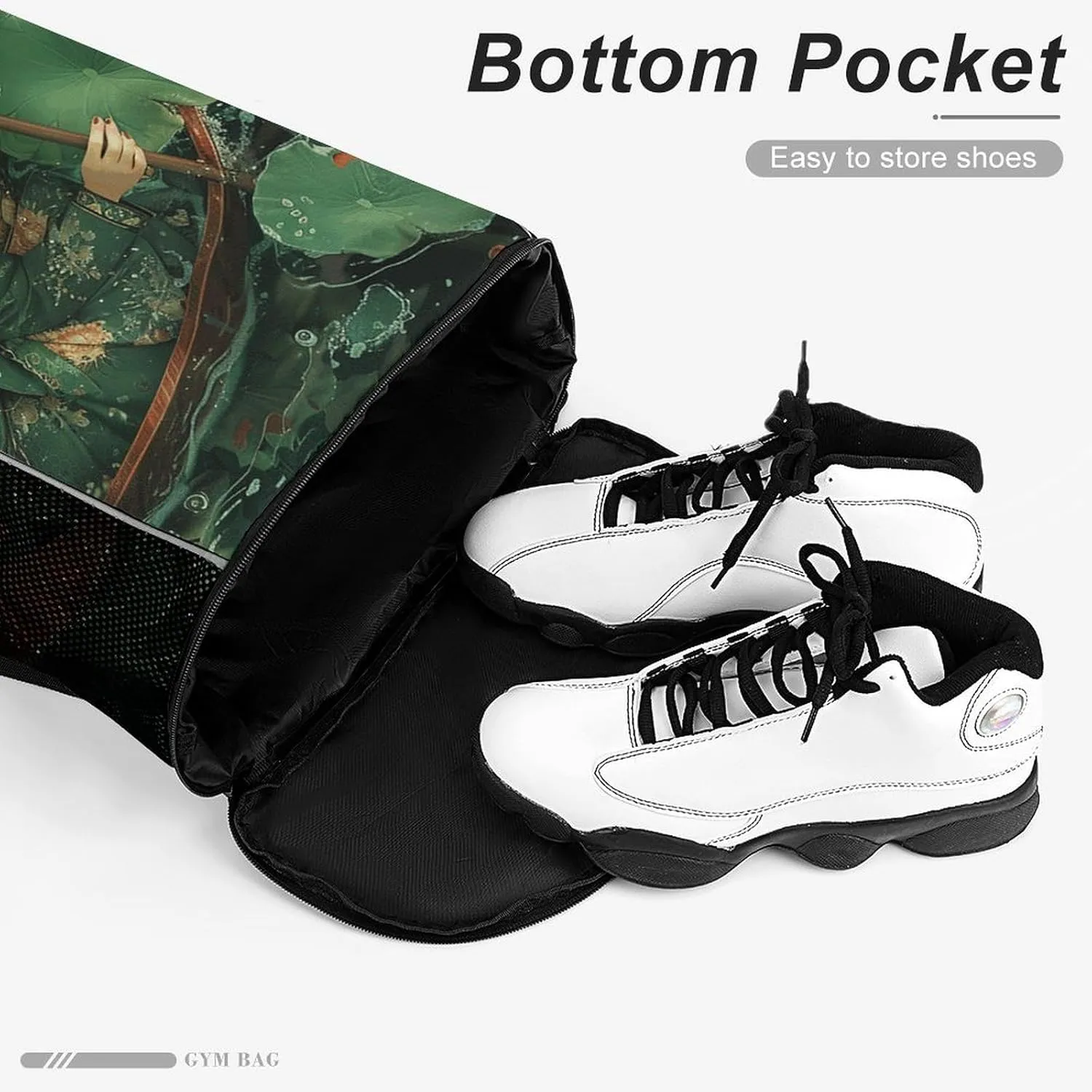 Drawstring Backpack Sport Gym Green Leaves And Boat Sackpack Bag With Side Pocket Resistant Sackpack for Women Men