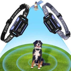 E-FENCE 2 Pack GPS Wireless Dog Collar Fence System,Electric Dog Shock Collar Fence,Pet Containment System Rechargeable,Outdoor Use Only