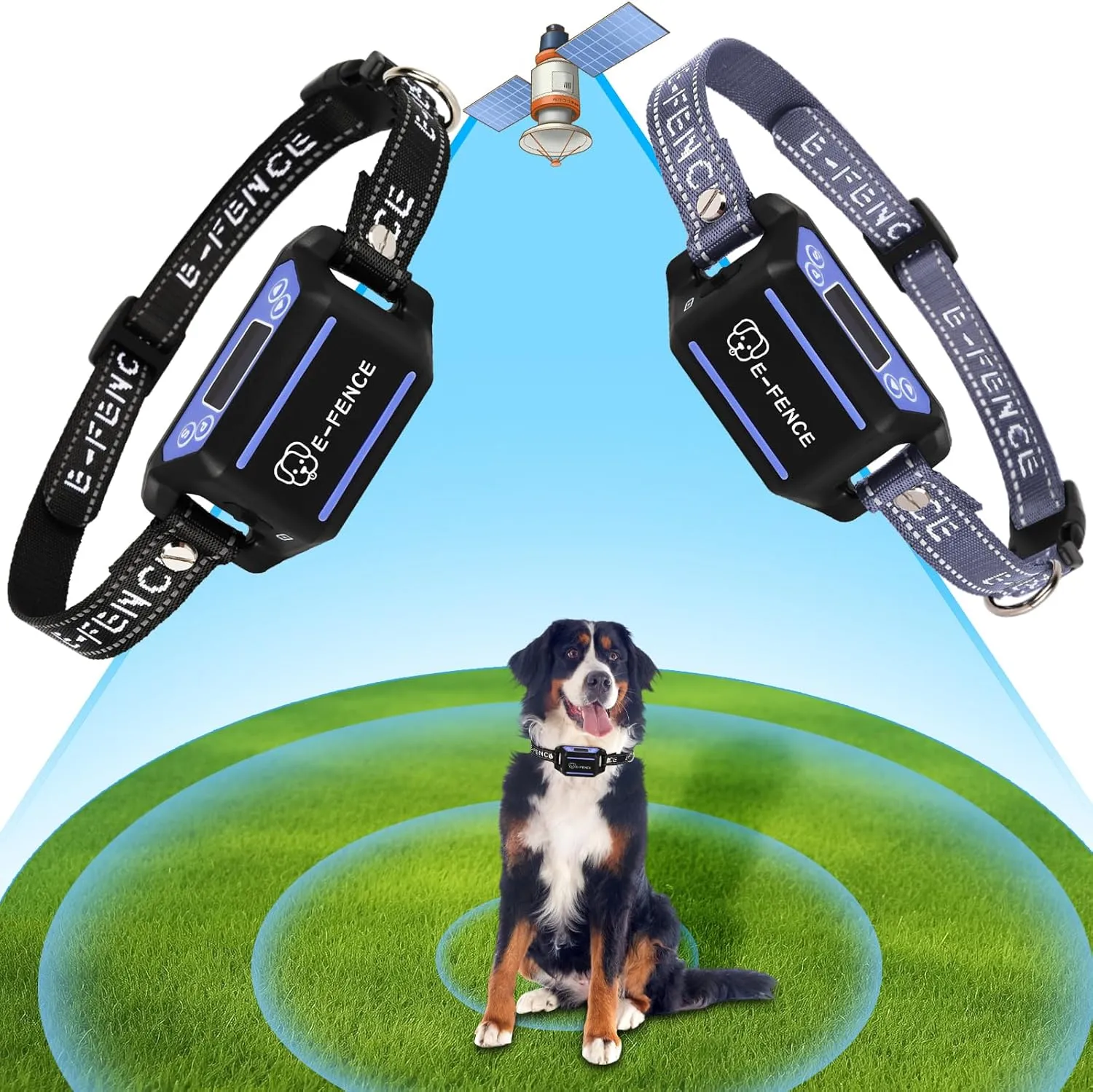 E-FENCE 2 Pack GPS Wireless Dog Collar Fence System,Electric Dog Shock Collar Fence,Pet Containment System Rechargeable,Outdoor Use Only