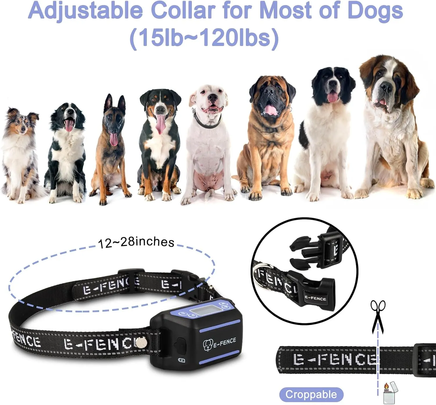 E-FENCE 2 Pack GPS Wireless Dog Collar Fence System,Electric Dog Shock Collar Fence,Pet Containment System Rechargeable,Outdoor Use Only