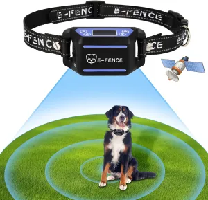 E-FENCE GPS Wireless Dog Collar Fence System,Electric Dog Collar Fence,Adjustable Warning Strength,Pet Containment System, Outdoor Use Only,Rechargeable
